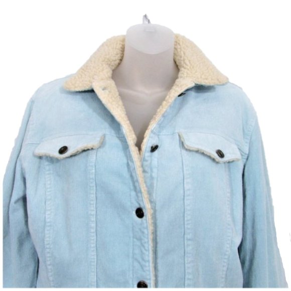 OBOE pastel blue corduroy shearling jacket M - Picture 3 of 7